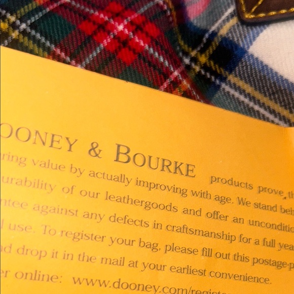 Dooney & Bourke Tartan Tote with Black Handles - Picture 4 of 4